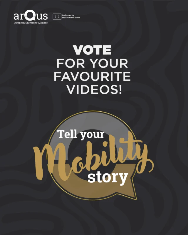 📢 Time to vote for your favourite videos in the Tell Your Mobility Story (#TYMS) contest! 🎥✨

Arqus students have shared their unique international experiences in up to 90-second videos – from pre-departure excitement to unforgettable friendships – and now it is your turn to vote for the winners! 🌍💫

🗳️ How to vote:
👍 Like your favourite videos before 20 July on the Arqus #YouTube channel.
🏆 The most liked video in each category (Green Mobility and Mobility Stories) will win fantastic prizes!

🔗 More info in bio!

#ArqusAlliance #tellyourmobilitystory #GreenMobility #Mobility #arqusstudents #contest #vote